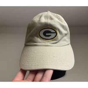 NFL Green Bay Packers Logo Hat Adjustable Strapback Dad Cap Tan Khaki Simple